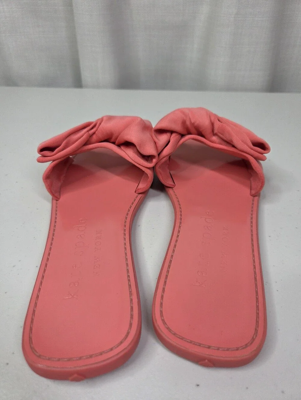Kate Spade Bikini Bow Slide Sandals Women’s Coral Pink with Knot Bow Shoes